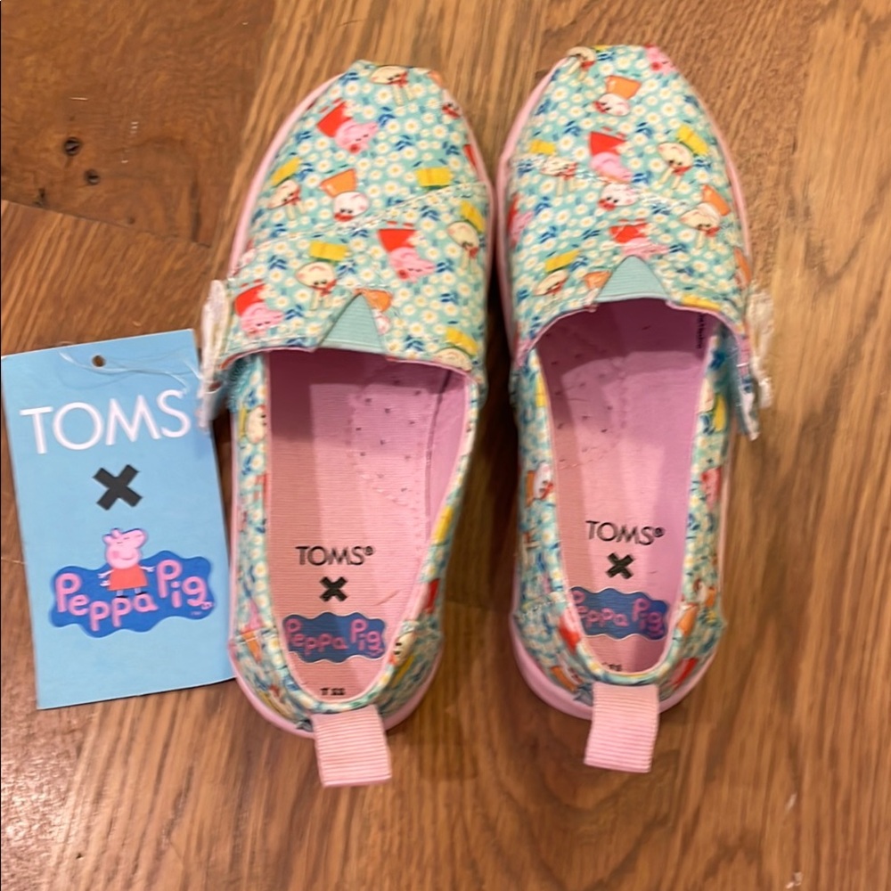 Limited Edition Peppa Pig Toms Pink Sneakers Whimsical Floral Print - NWT